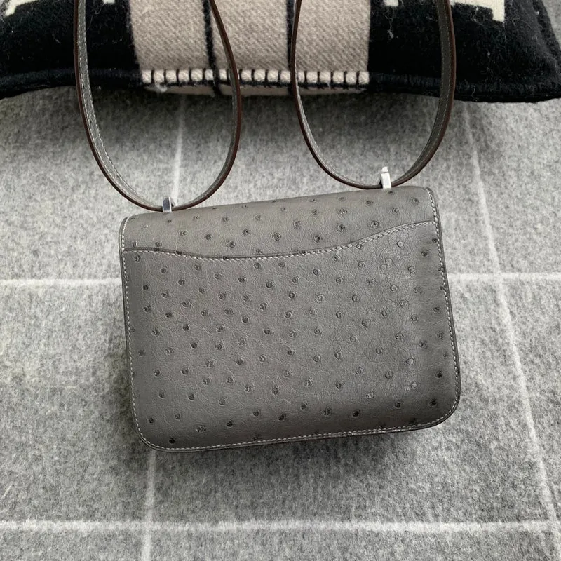 CONSTANCE 18 (MINI) OSTRICH LEATHER GRAPHITE WITH PALLADIUM HARDWARE (PHW) - 2
