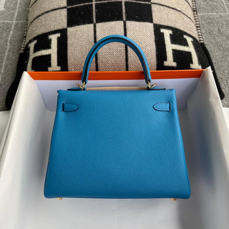 KELLY 25 TOGO LEATHER BLEU FRIDA WITH GOLD HARDWARE (GHW) - 6