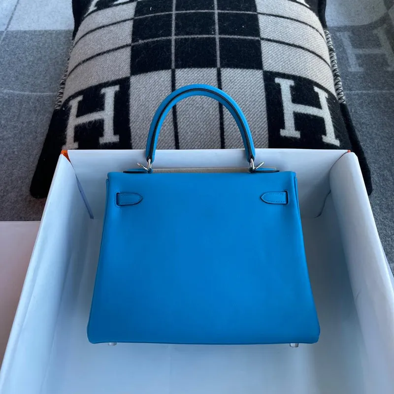 KELLY 25 SWIFT LEATHER BLEU FRIDA WITH PALLADIUM HARDWARE (PHW) - 2