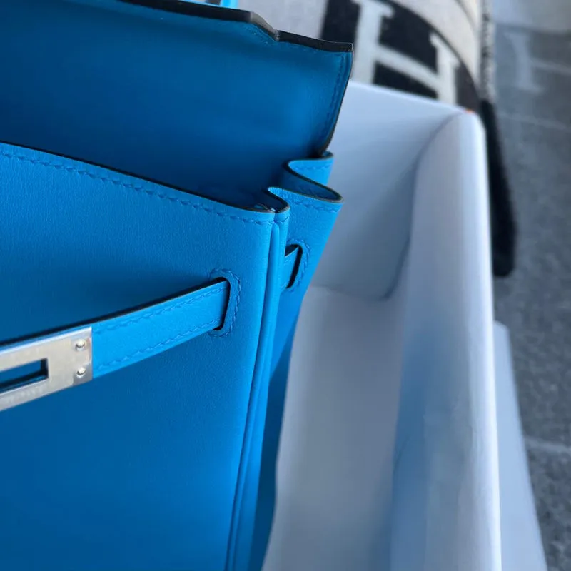 KELLY 25 SWIFT LEATHER BLEU FRIDA WITH PALLADIUM HARDWARE (PHW) - 5