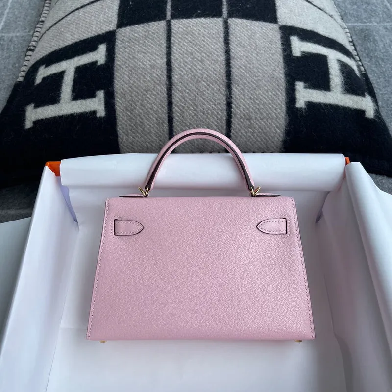 MINI KELLY II (20) CHEVRE LEATHER ROSE SAKURA WITH GOLD HARDWARE (GHW) - 2