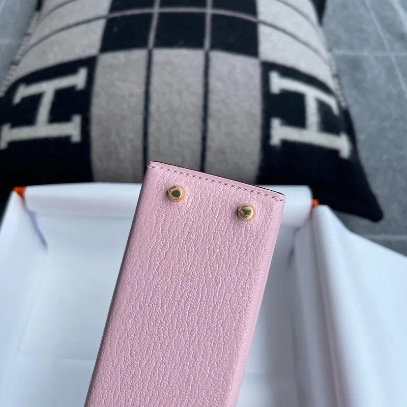 MINI KELLY II (20) CHEVRE LEATHER ROSE SAKURA WITH GOLD HARDWARE (GHW) - 6