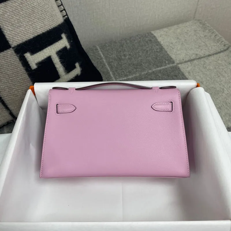 KELLY POCHETTE SWIFT LEATHER ROSE MAUVE SYLVESTRE WITH PALLADIUM HARDWARE (PHW) - 2
