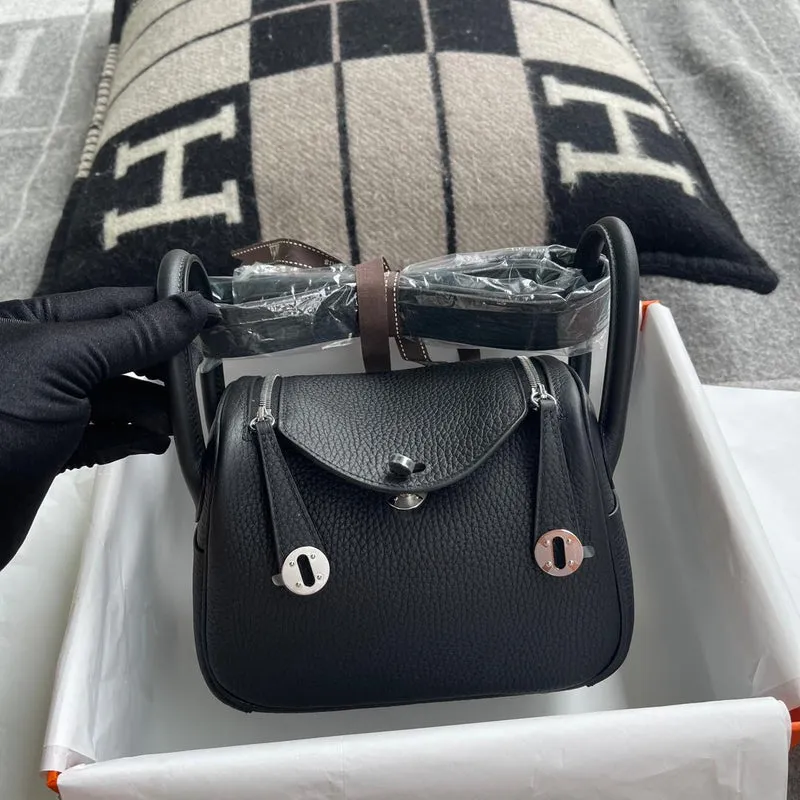 MINI LINDY 20 CLEMENCE LEATHER NOIR (BLACK) WITH PALLADIUM HARDWARE (PHW) - 2