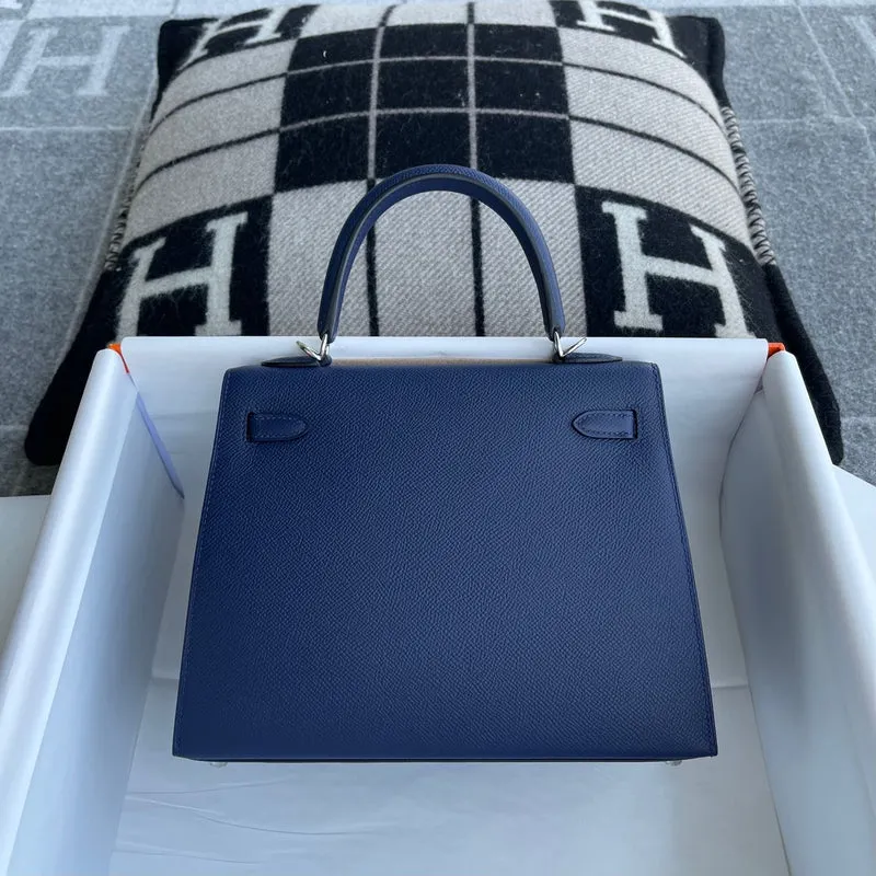 KELLY 25 EPSOM LEATHER BLEU NUIT WITH PALLADIUM HARDWARE (PHW) - 2