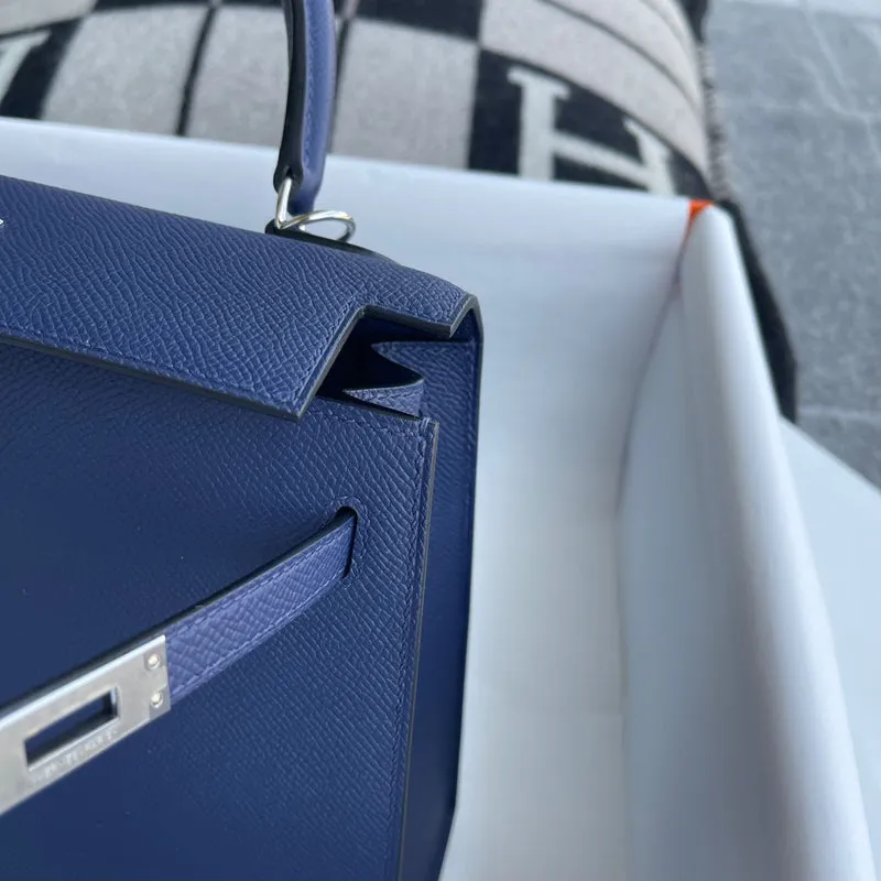 KELLY 25 EPSOM LEATHER BLEU NUIT WITH PALLADIUM HARDWARE (PHW) - 5