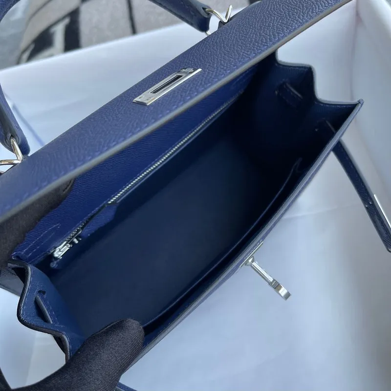 KELLY 25 EPSOM LEATHER BLEU NUIT WITH PALLADIUM HARDWARE (PHW) - 3