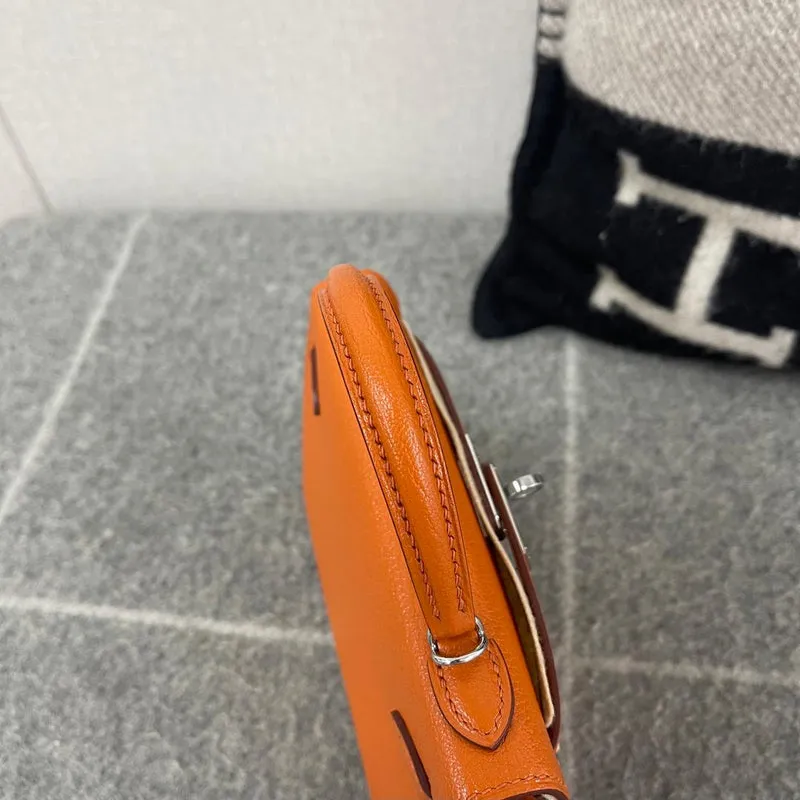 MINI KELLY II (20) CHEVRE LEATHER ORANGE WITH PALLADIUM HARDWARE (PHW) - 5