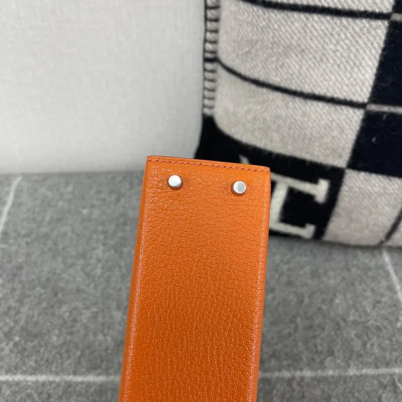 MINI KELLY II (20) CHEVRE LEATHER ORANGE WITH PALLADIUM HARDWARE (PHW) - 6