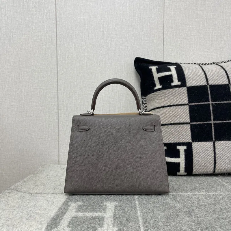 KELLY 25 EPSOM LEATHER ETAIN WITH PALLADIUM HARDWARE (PHW) - 2
