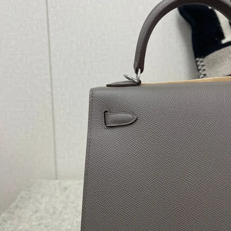 KELLY 25 EPSOM LEATHER ETAIN WITH PALLADIUM HARDWARE (PHW) - 4