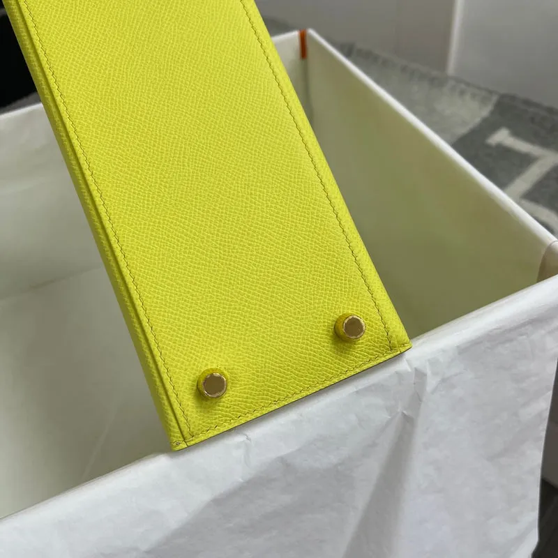 KELLY 25 EPSOM LEATHER LIME (YELLOW) WITH GOLD HARDWARE (GHW) - 6