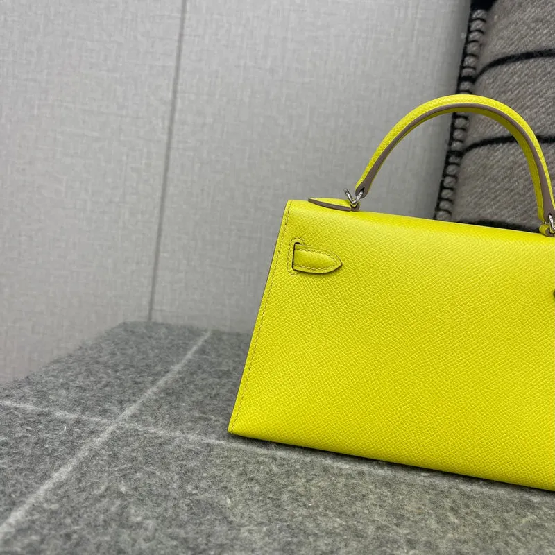 MINI KELLY II (20) EPSOM LEATHER LIME WITH PALLADIUM HARDWARE (PHW) - 5
