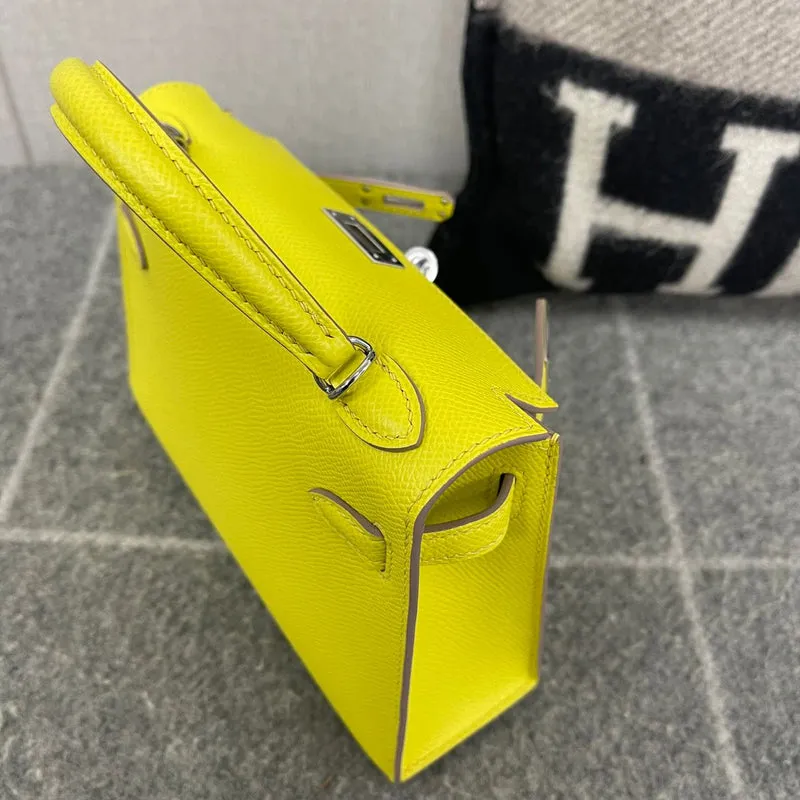MINI KELLY II (20) EPSOM LEATHER LIME WITH PALLADIUM HARDWARE (PHW) - 3