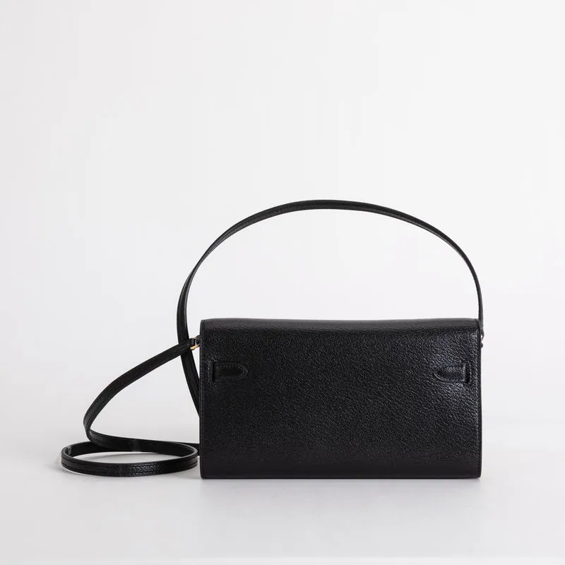KELLY TO GO CHEVRE LEATHER NOIR (BLACK) WITH GOLD HARDWARE (GHW) - 2