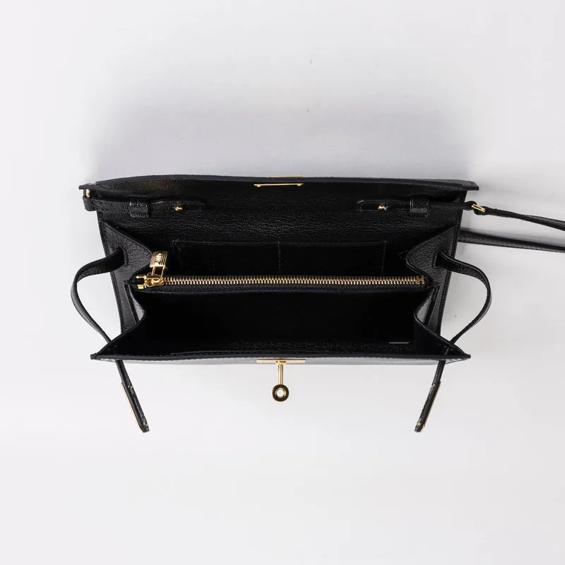 KELLY TO GO CHEVRE LEATHER NOIR (BLACK) WITH GOLD HARDWARE (GHW) - 3
