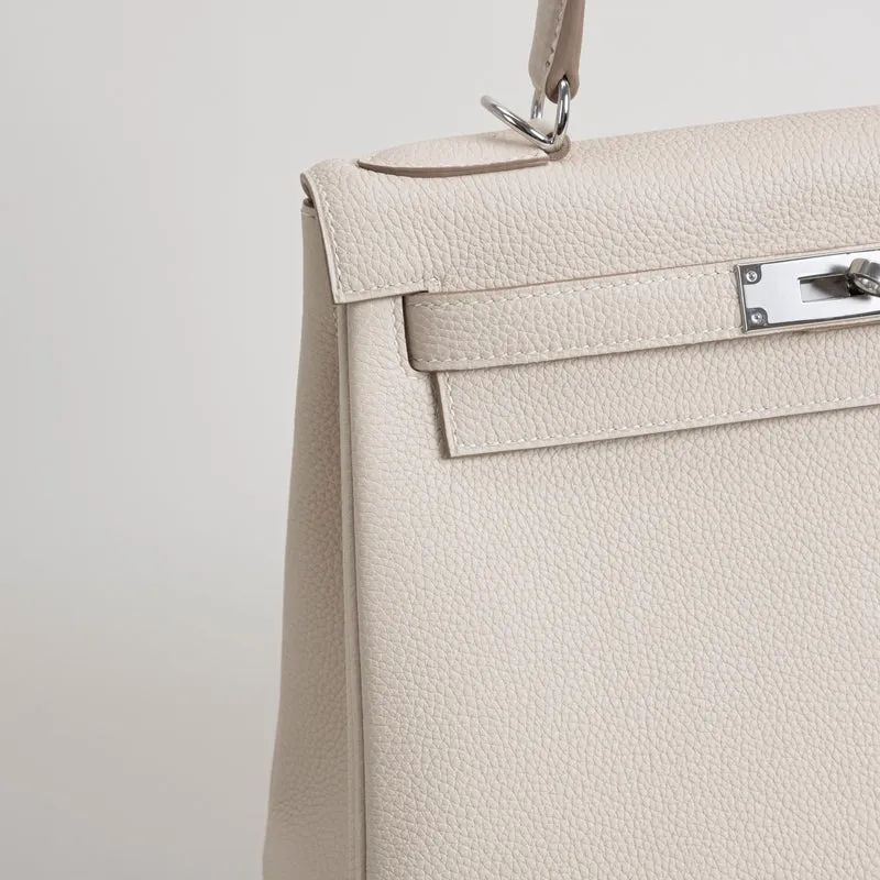 KELLY 28 TOGO LEATHER CRAIE WITH PALLADIUM HARDWARE (PHW) - 4